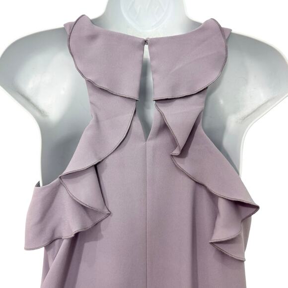 LOFT Lilac Purple Ruffle Racerback Sleeveless Swing Mini Dress size XS Petite - Picture 7 of 10